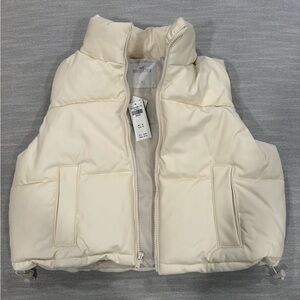 Brand new Hollister vegan leather puffer vest